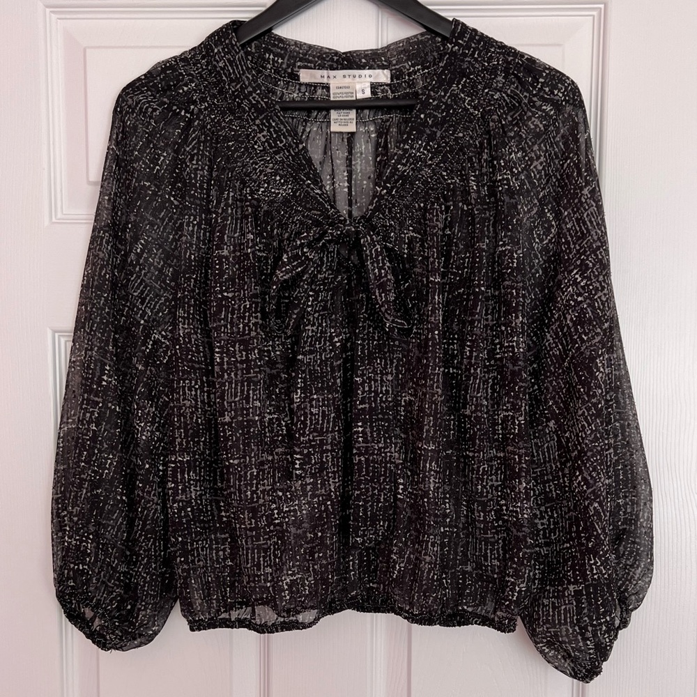 Max Studio long sleeved sheer blouse top